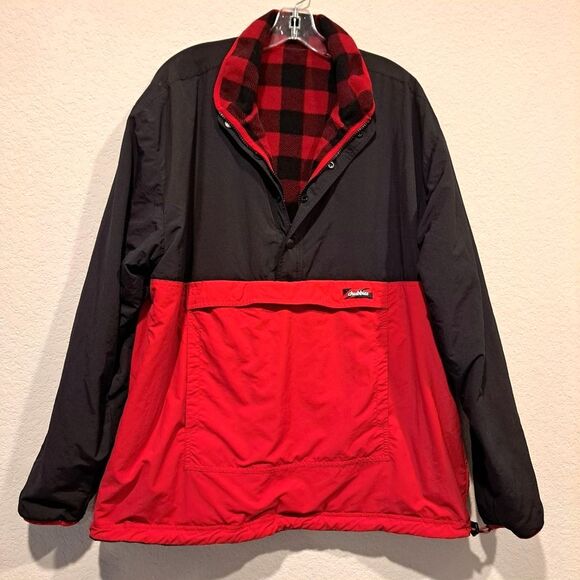 Chubbies Fleece Lined Jacket Nylon Red Black Buffalo Check Large Pockets XXL - Picture 1 of 12